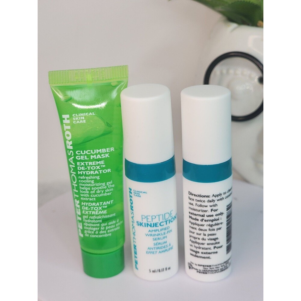 2 Peter Thomas Roth Peptide Skinjection Wrinkle Fix 5ml, w/ Cucumber Gel Mask